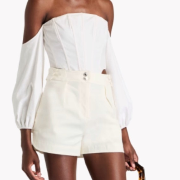 Derek Lam 10 Crosby High-Waisted Women's Shorts NWT Blanc de Blanc White - Picture 9 of 9